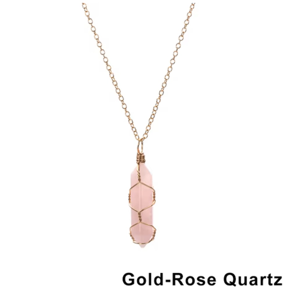 AmoraGem Amethyst Crystal Necklace Elegant Wire Wrapped Crystal Pendant Hexagonal Stone 11