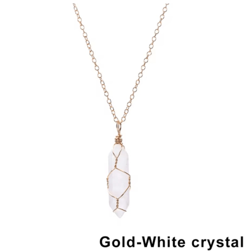 AmoraGem Amethyst Crystal Necklace Elegant Wire Wrapped Crystal Pendant Hexagonal Stone 13