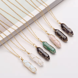 amoragem amethyst crystal necklace – elegant wire wrapped crystal pendant hexagonal stone