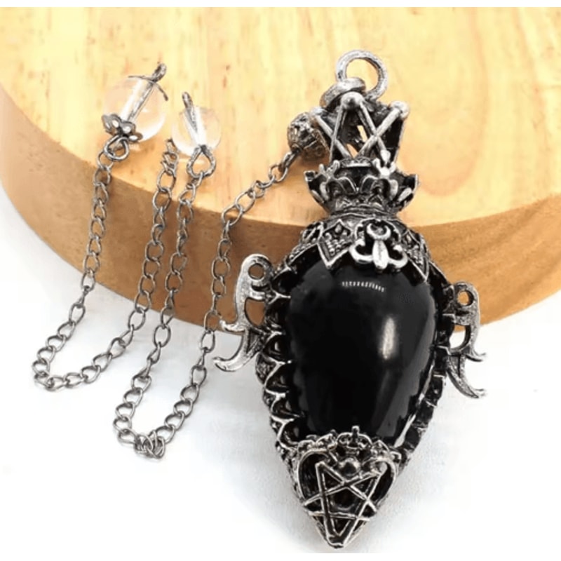 MysticDrop Crystal Pendulum Necklace Natural Dowsing Pendulum Water Drop Stone 1