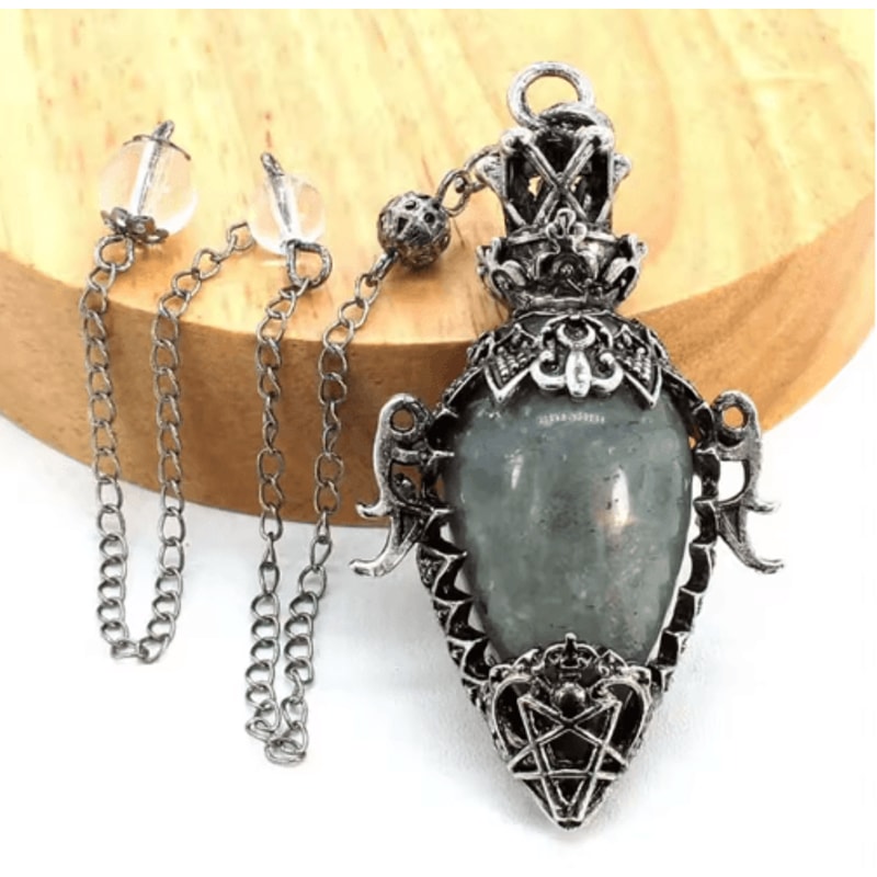 MysticDrop Crystal Pendulum Necklace Natural Dowsing Pendulum Water Drop Stone 2