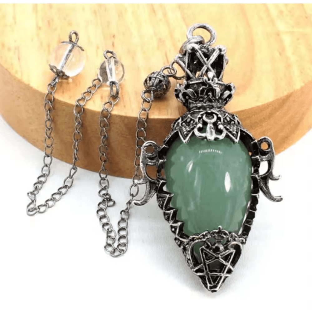 MysticDrop Crystal Pendulum Necklace Natural Dowsing Pendulum Water Drop Stone 4