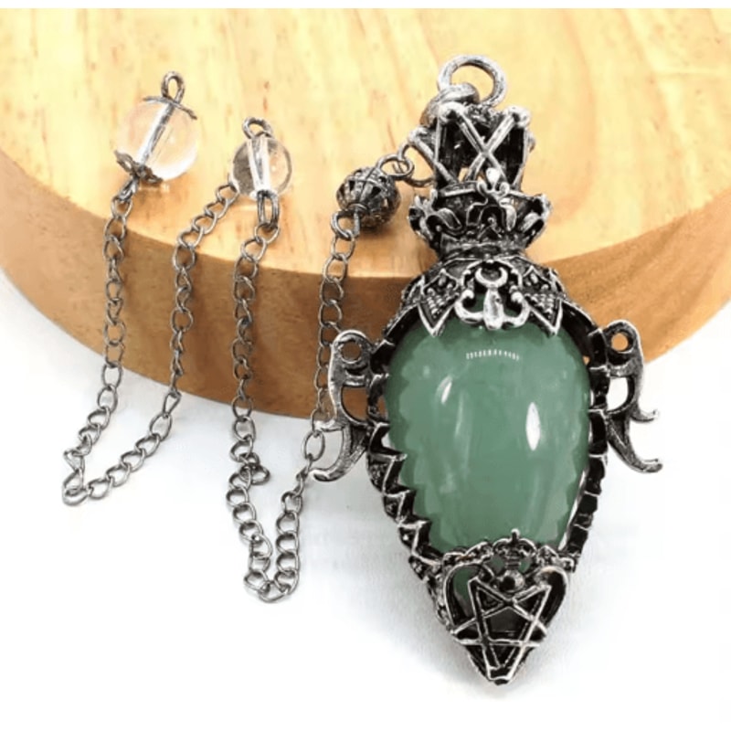 MysticDrop Crystal Pendulum Necklace Natural Dowsing Pendulum Water Drop Stone 4