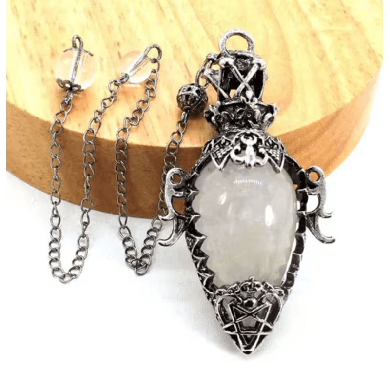 MysticDrop Crystal Pendulum Necklace Natural Dowsing Pendulum Water Drop Stone 6