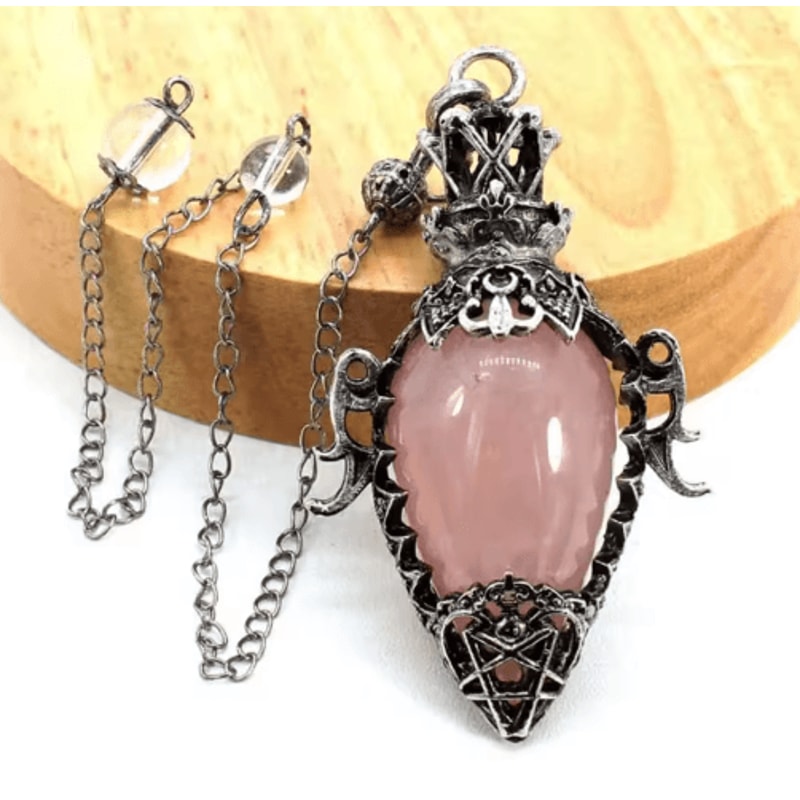 MysticDrop Crystal Pendulum Necklace Natural Dowsing Pendulum Water Drop Stone 7