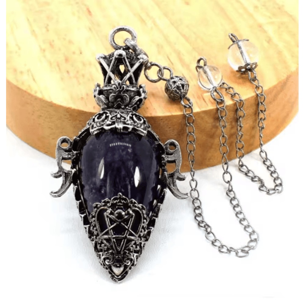 MysticDrop Crystal Pendulum Necklace Natural Dowsing Pendulum Water Drop Stone 8