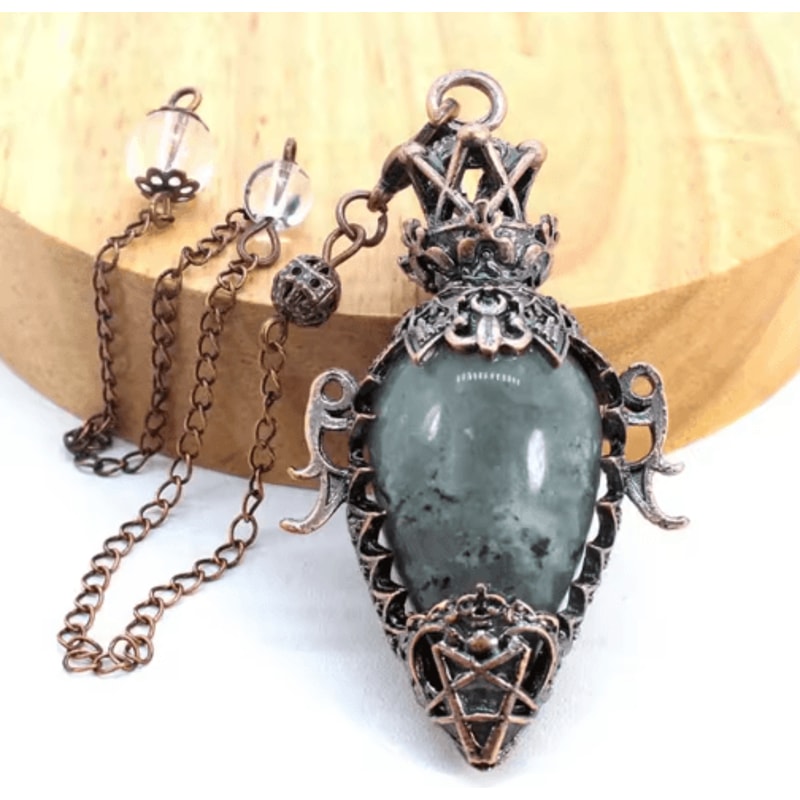 MysticDrop Crystal Pendulum Necklace Natural Dowsing Pendulum Water Drop Stone 9