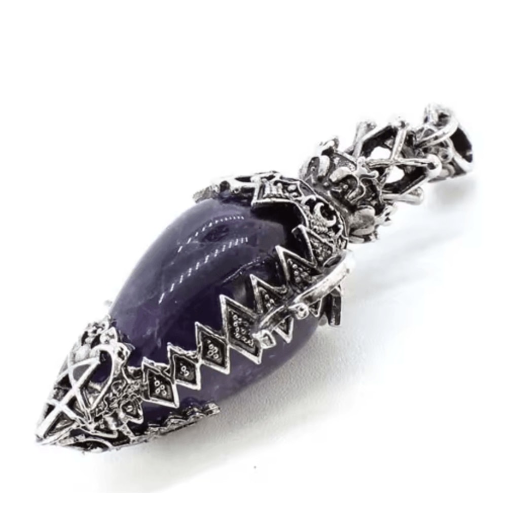 MysticDrop Crystal Pendulum Necklace Natural Dowsing Pendulum Water Drop Stone 12