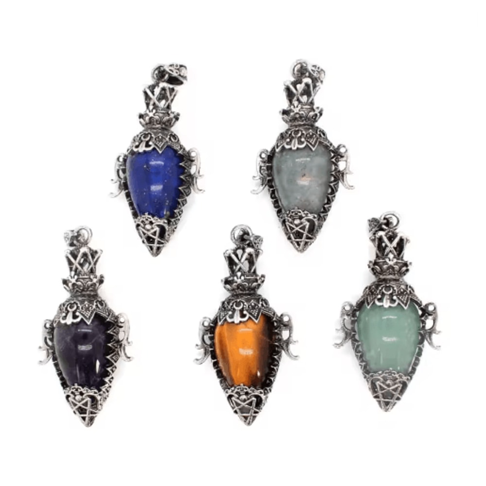 MysticDrop Crystal Pendulum Necklace Natural Dowsing Pendulum Water Drop Stone 0