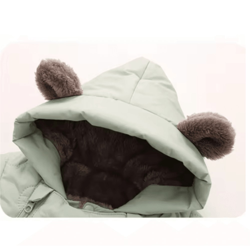 FleeceLined Baby Winter Romper With Hood Bear Ears 6