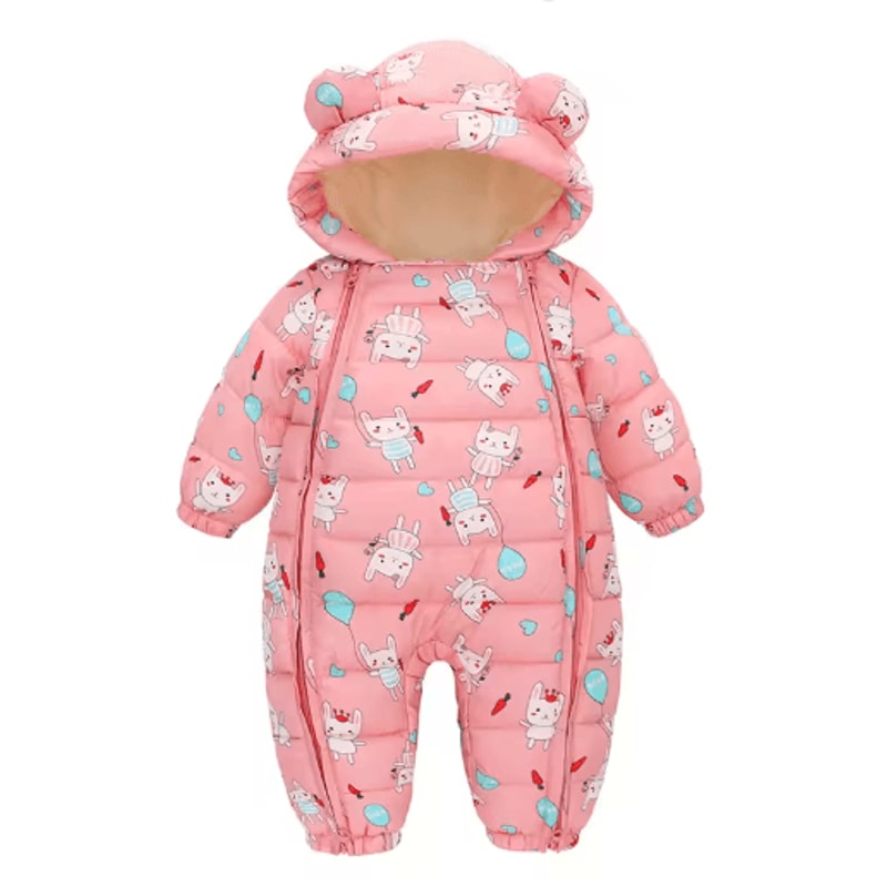 2025 Hooded Fleece Baby Snowsuit Warm Winter Romper For Infants Toddlers 4