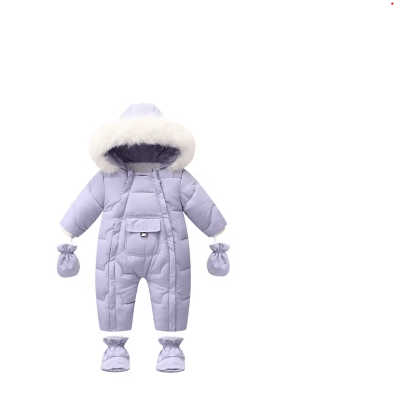 30C Thermal Baby Snowsuit Plush Fleece Winter Jumpsuit For Newborns Toddlers 1