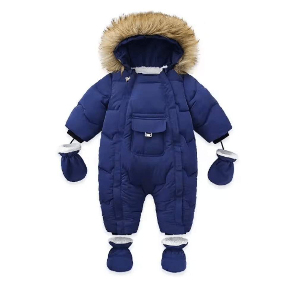 30C Thermal Baby Snowsuit Plush Fleece Winter Jumpsuit For Newborns Toddlers 2