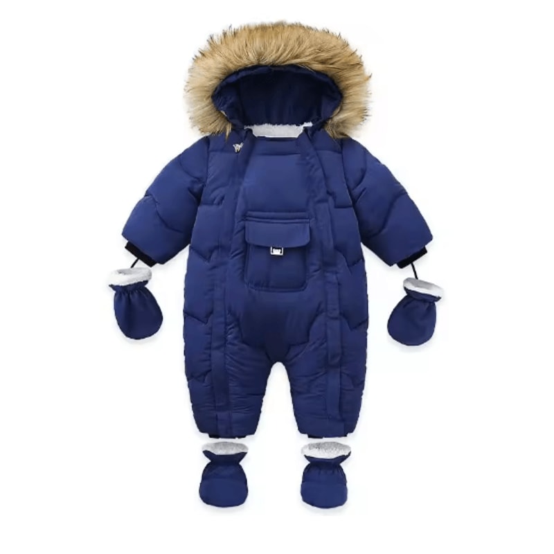 30C Thermal Baby Snowsuit Plush Fleece Winter Jumpsuit For Newborns Toddlers 2