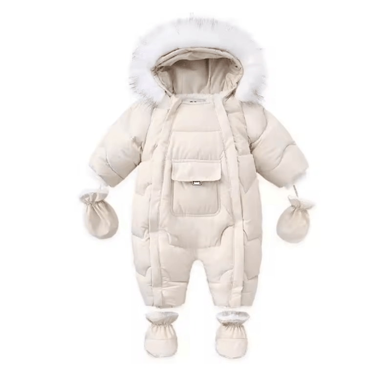 30C Thermal Baby Snowsuit Plush Fleece Winter Jumpsuit For Newborns Toddlers 3