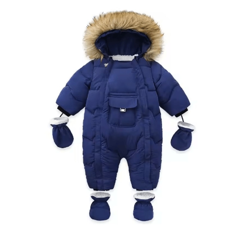 30C Thermal Baby Snowsuit Plush Fleece Winter Jumpsuit For Newborns Toddlers 5