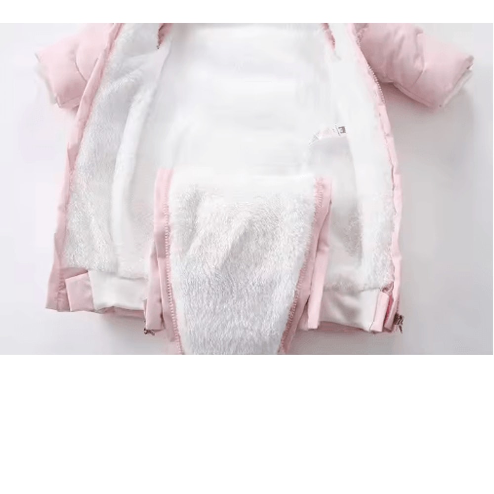 30C Thermal Baby Snowsuit Plush Fleece Winter Jumpsuit For Newborns Toddlers 6