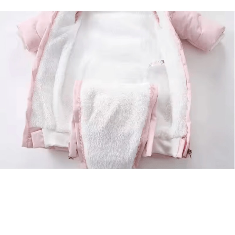 30C Thermal Baby Snowsuit Plush Fleece Winter Jumpsuit For Newborns Toddlers 6