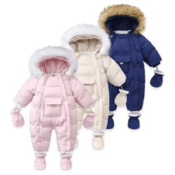 -30°c thermal baby snowsuit – plush fleece winter jumpsuit for newborns & toddlers