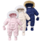 30C Thermal Baby Snowsuit Plush Fleece Winter Jumpsuit For Newborns Toddlers 0