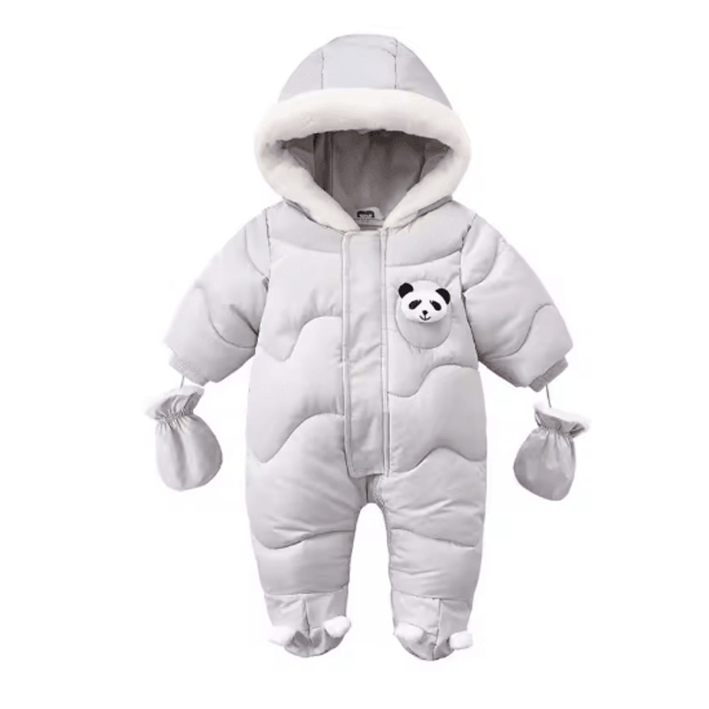 Korean Style Bear Baby Winter Romper Fleece Hooded Snowsuit For Infants Toddlers 1