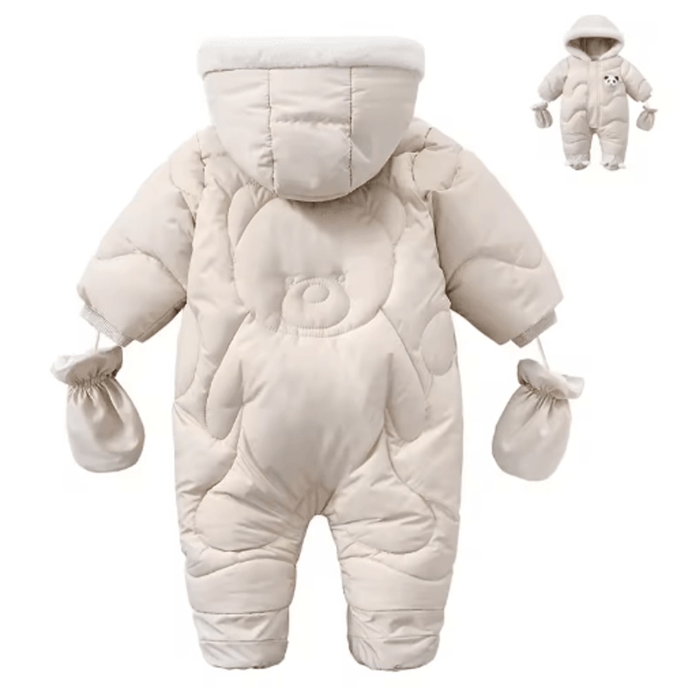 Korean Style Bear Baby Winter Romper Fleece Hooded Snowsuit For Infants Toddlers 0