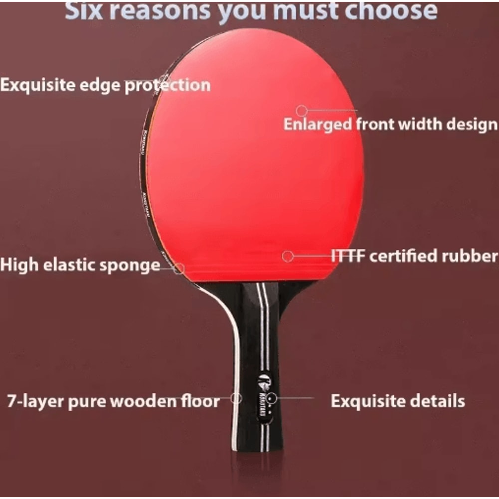 Portable ITTF Approved Table Tennis Racket Set With Bag 2 Paddles 3 Balls 4