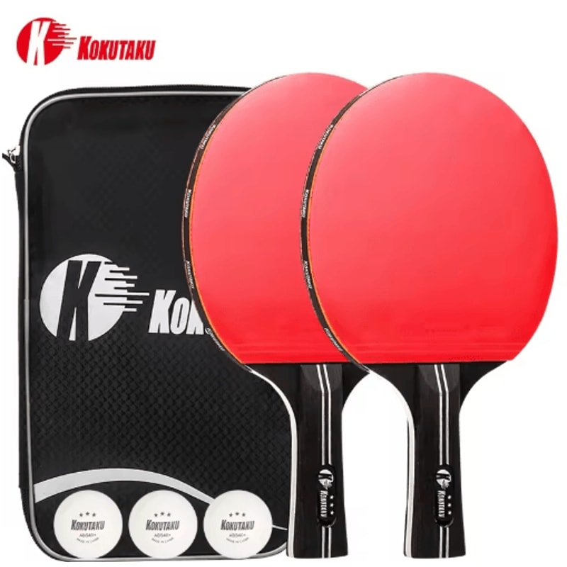 Portable ITTF Approved Table Tennis Racket Set With Bag 2 Paddles 3 Balls 0