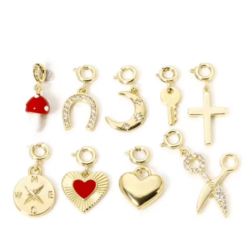 18K Gold Plated Heart Horseshoe Charm With Clasp For DIY Jewelry Making 12