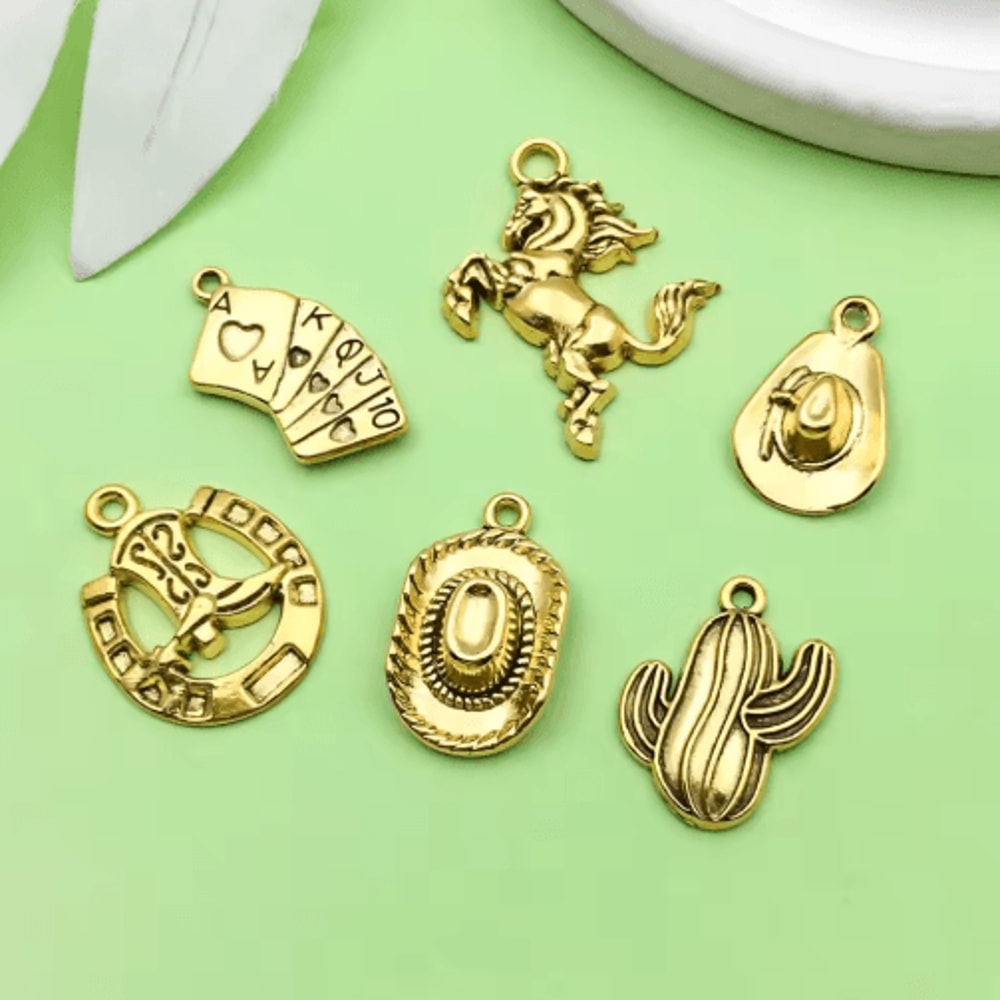 20pcs Western Cowboy Charms Set Horseshoe Cactus Hat Boots DIY Jewelry Pendants 23