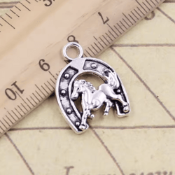 10pcs antique tibetan silver horse & horseshoe charms for diy jewelry making