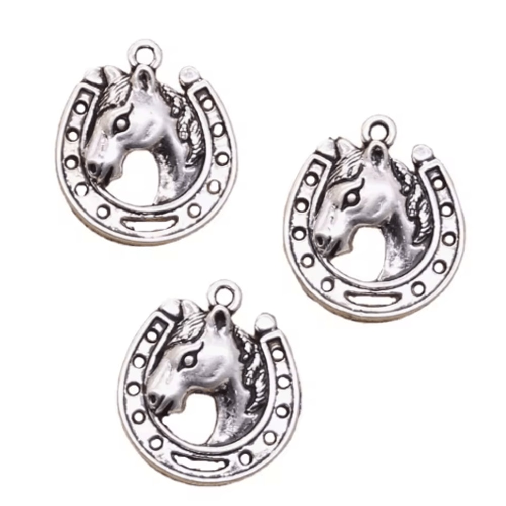 8pcs Vintage Tibetan Silver Horse Horseshoe Charms For DIY Jewelr 0
