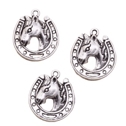 8pcs vintage tibetan silver horse & horseshoe charms for diy jewelr