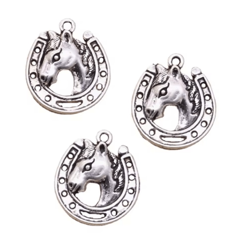 8pcs Vintage Tibetan Silver Horse Horseshoe Charms For DIY Jewelr 0