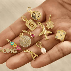 mini gold plated charm set – love, yin-yang, airplane & horseshoe diy pendants