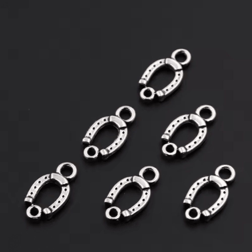 50pcs Silver Horseshoe Connector Charms For DIY Jewelry Making 0