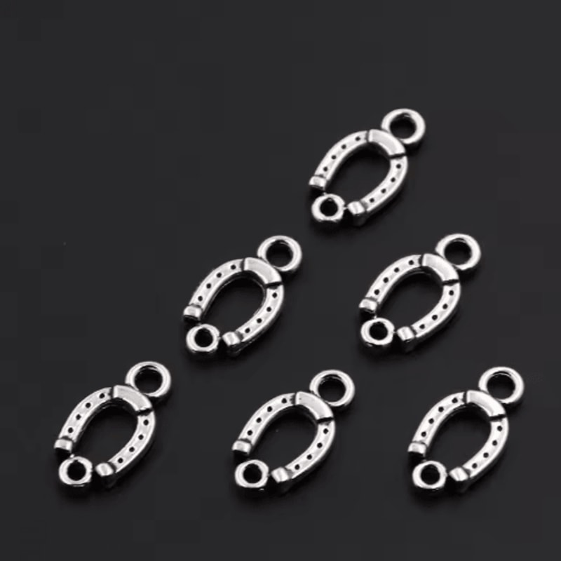 50pcs Silver Horseshoe Connector Charms For DIY Jewelry Making 0