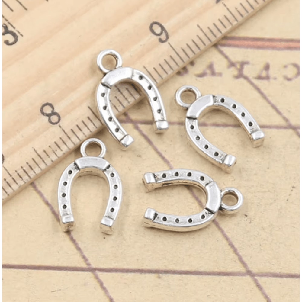 30pcs Lucky Horseshoe Tibetan Silver Charms For DIY Jewelry Making 0