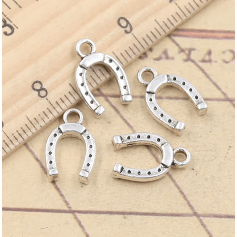 30pcs Lucky Horseshoe Tibetan Silver Charms For DIY Jewelry Making 0