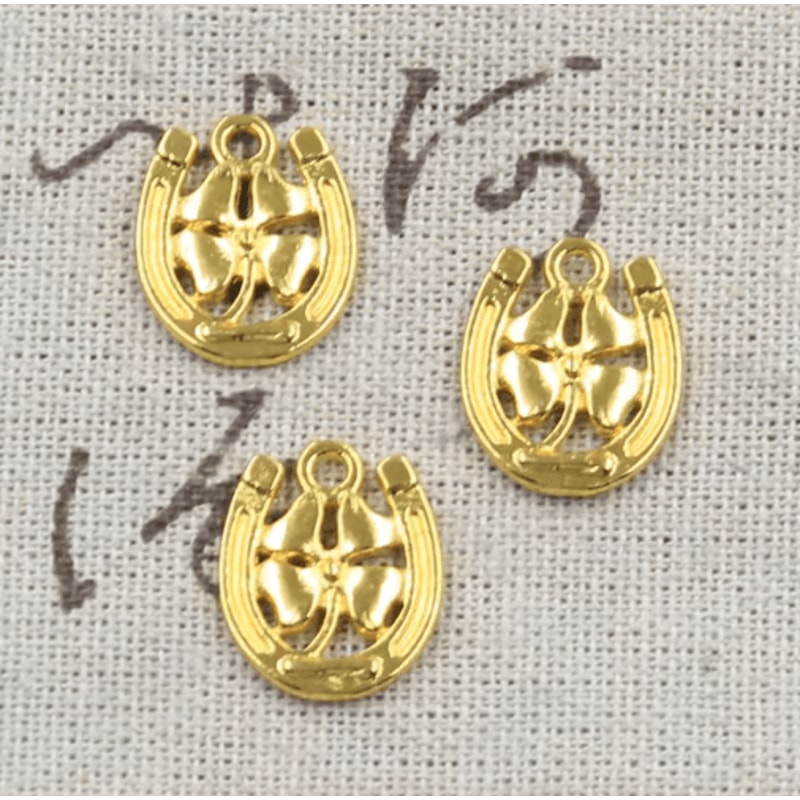 12pcs Vintage Horseshoe Clover Lucky Charm Pendants For DIY Jewelry 0