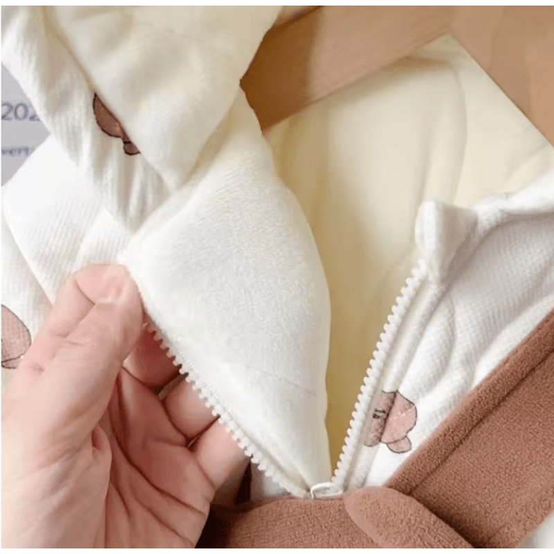 2025 Cartoon Baby Snowsuit Warm Padded Winter Romper For Infants 012M 2