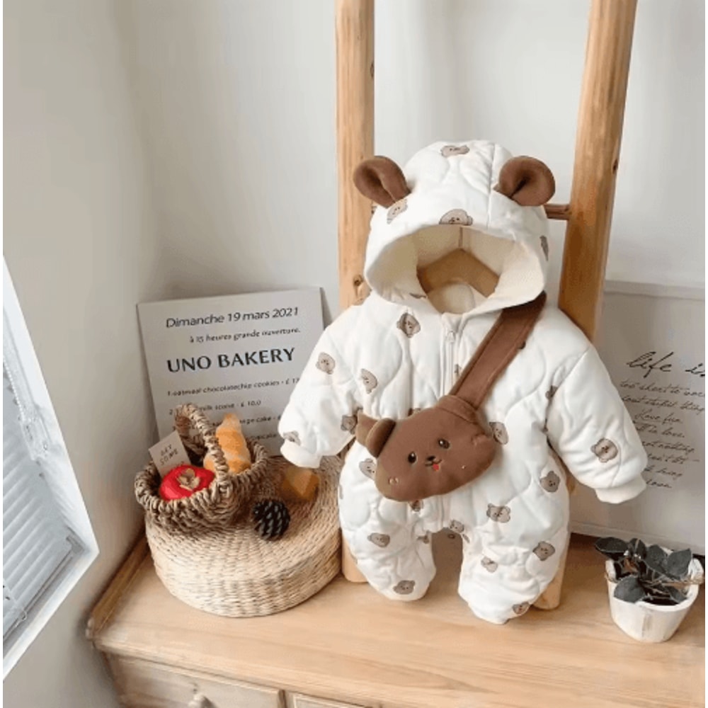 2025 Cartoon Baby Snowsuit Warm Padded Winter Romper For Infants 012M 0