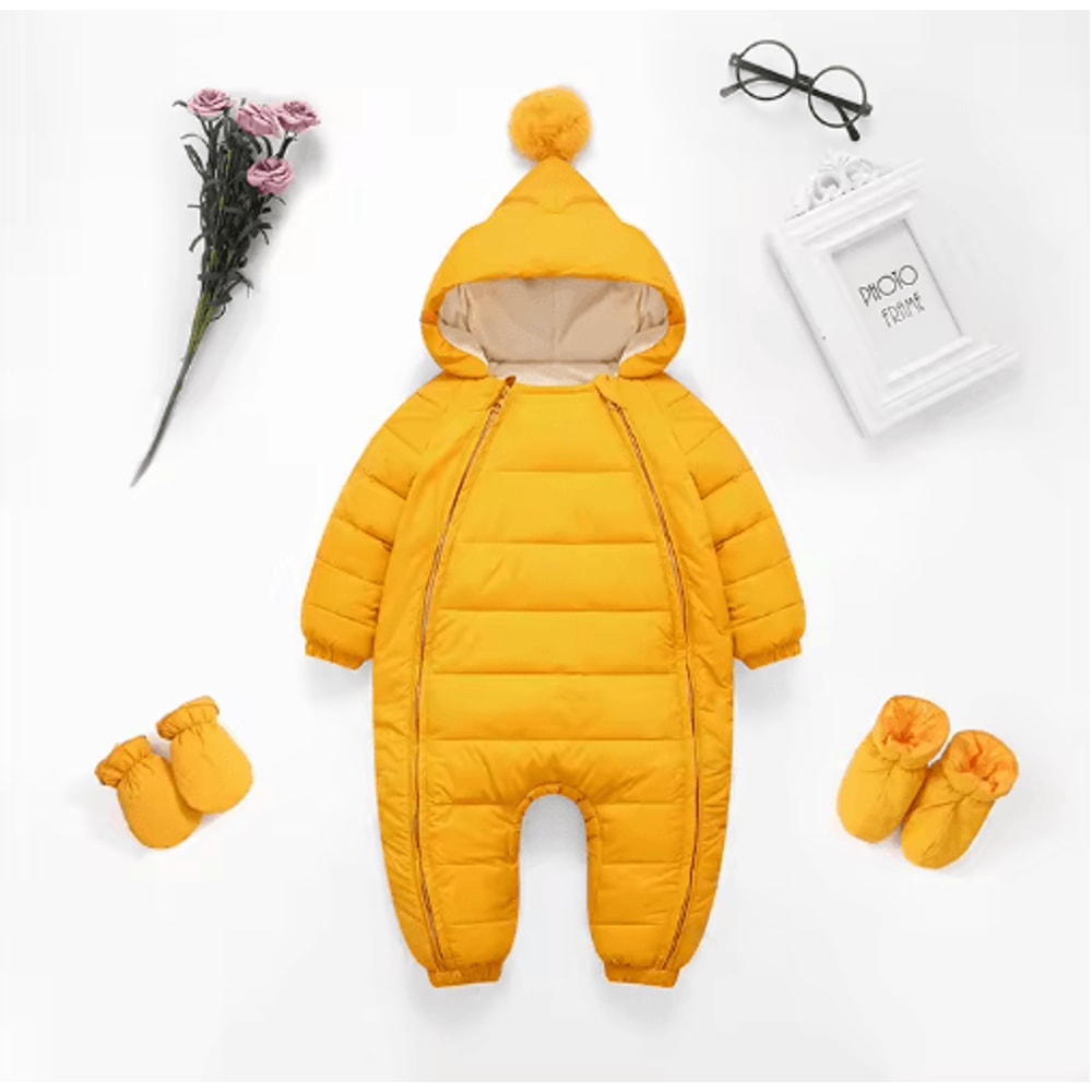 OLEKID 2025 Hooded Fleece Baby Snowsuit Warm Winter Romper For Newborns Toddlers 1