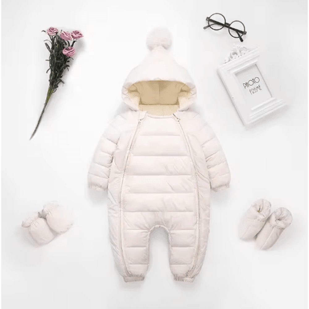 OLEKID 2025 Hooded Fleece Baby Snowsuit Warm Winter Romper For Newborns Toddlers 4