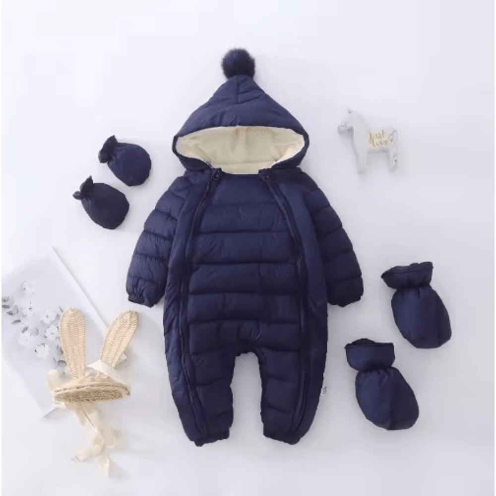OLEKID 2025 Hooded Fleece Baby Snowsuit Warm Winter Romper For Newborns Toddlers 5