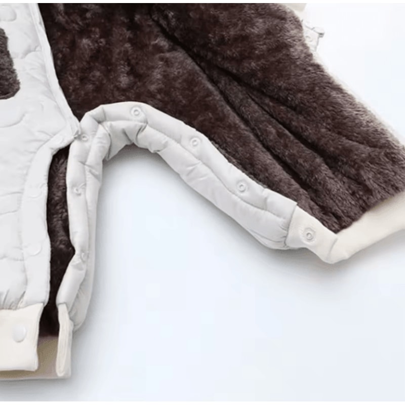 2025 Bear Ear Hooded Baby Snowsuit Fleece Lined Winter Romper For Infants Toddlers 4