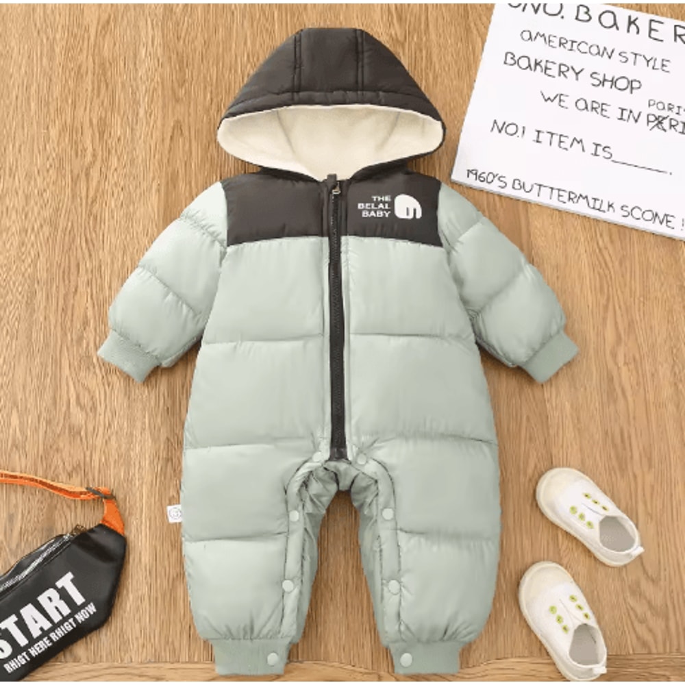 Girls Plush Hooded Ski Snowsuit Thick Warm Winter Jumpsuit For Babies 3