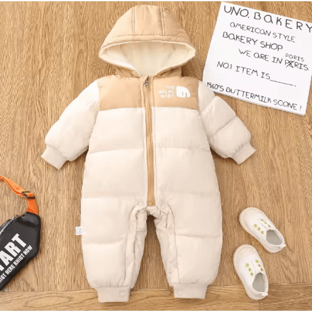 Girls Plush Hooded Ski Snowsuit Thick Warm Winter Jumpsuit For Babies 6