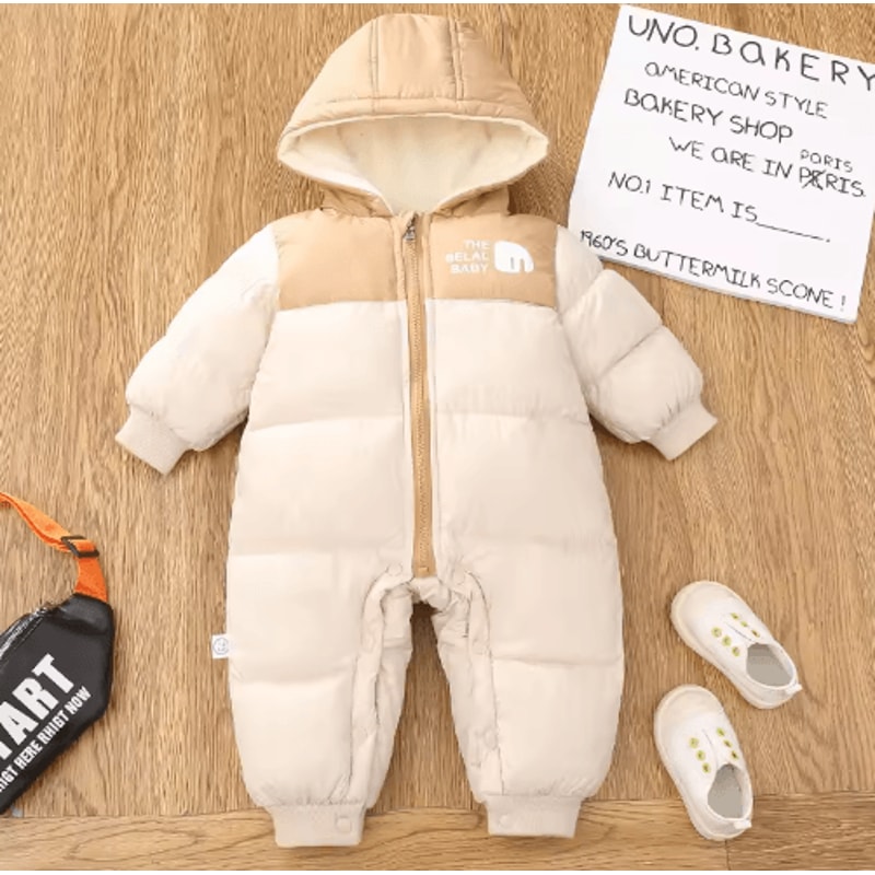 Girls Plush Hooded Ski Snowsuit Thick Warm Winter Jumpsuit For Babies 6