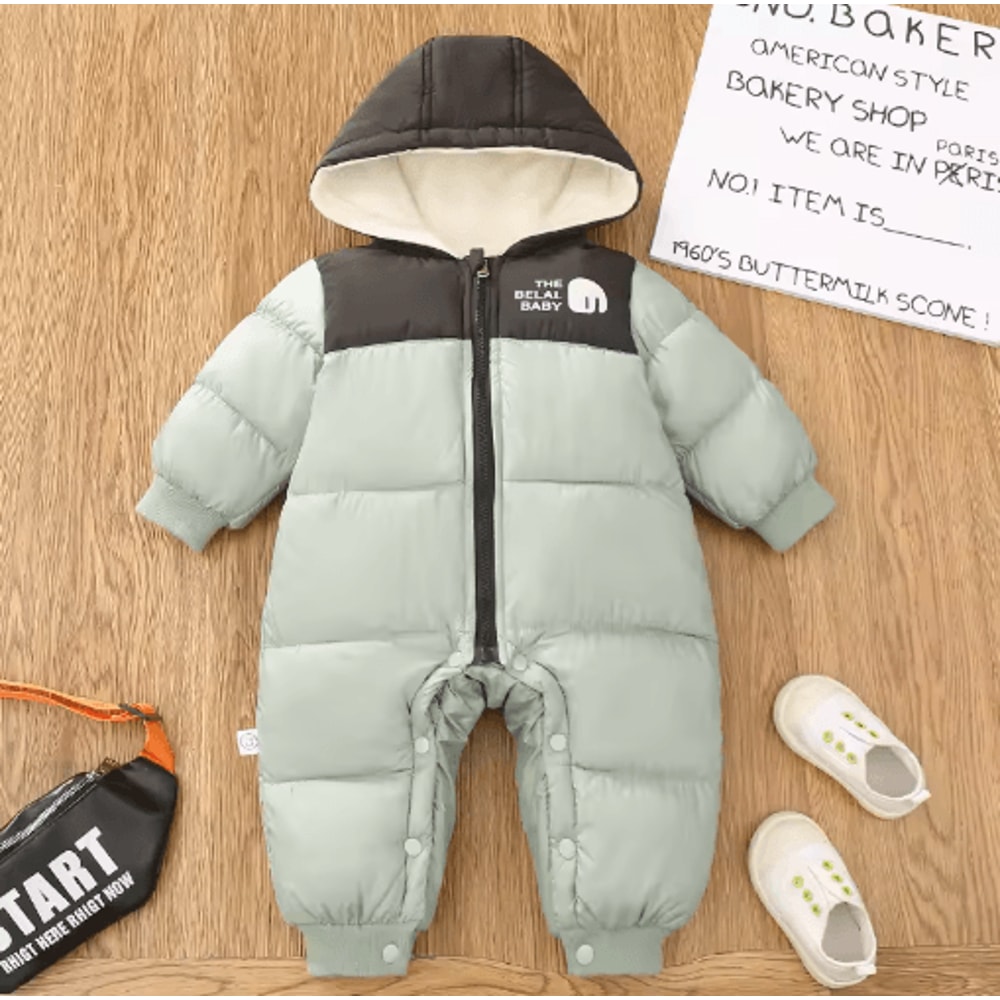 Girls Plush Hooded Ski Snowsuit Thick Warm Winter Jumpsuit For Babies 7
